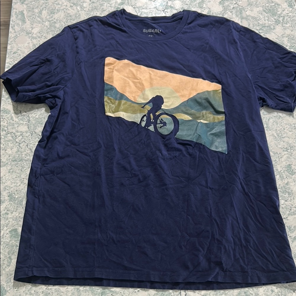 Navy Blue Scenic Graphic Short Sleeve Tee
